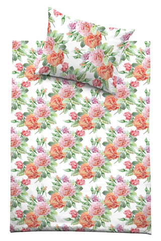 Bettwäsche-Set English Rose – 100 % mercerisierte Baumwolle | Schweizer Satin 300 TC | bügelleicht