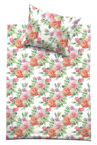 Bettwäsche-Set English Rose – 100 % mercerisierte Baumwolle | Schweizer Satin 300 TC | bügelleicht