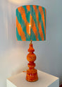 70er Jahre Keramiklampe mit Pop Art String-Schirm