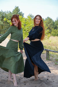 Marleen Rock black – eleganter Cordrock mit Gummibund & Godets — Ansicht 9