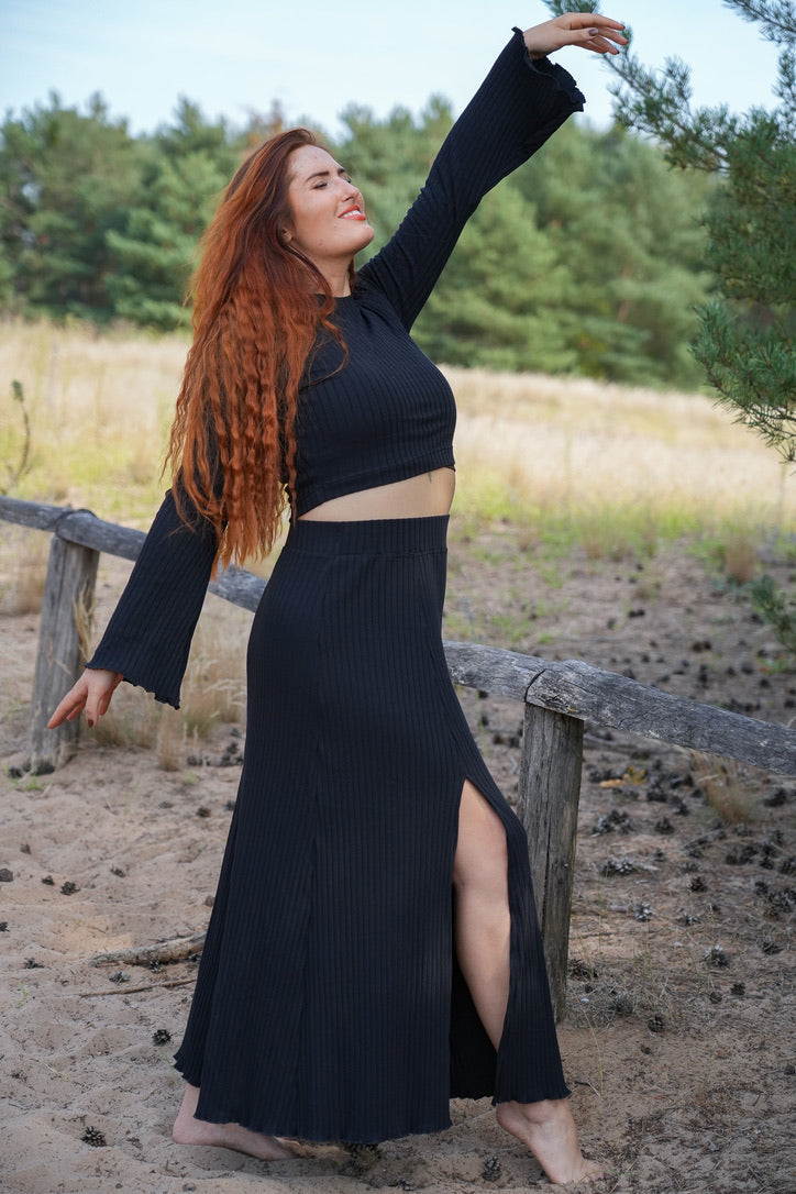 Lya Crop Jumper Black - Organic Cotton, Handmade, B-Stock — Ansicht 5