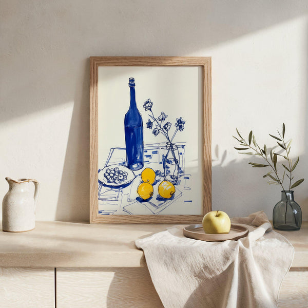 Lemons and a Blue Bottle Art Print – Berlin Art Print