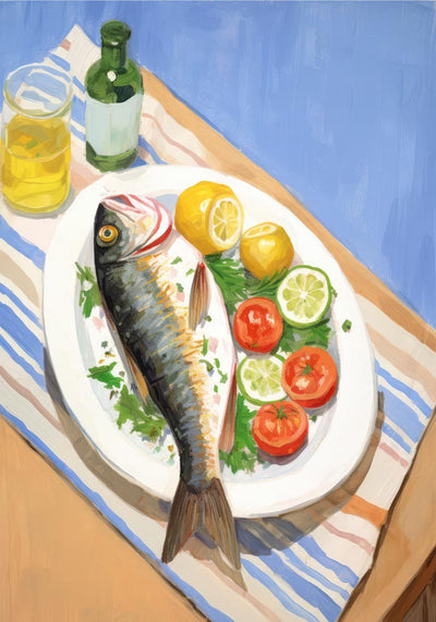 Grilled Fish Art Print – Kunstdruck aus Japan-Papier
