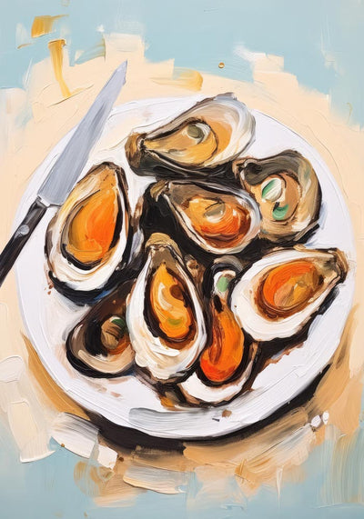 Mussels Art Print – Seafood Illustration Poster