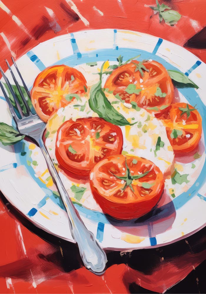 Burrata and Tomatoes Art Print – Poster von Patroa Studio — Ansicht 4