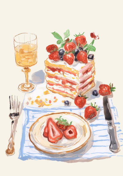 Berries and the cake Art Print – Poster by Patroa Studio
