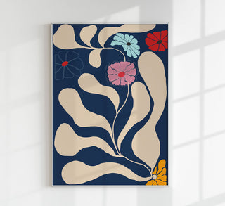 Funky Drops and Flowers Poster – Flower Motif Art Print