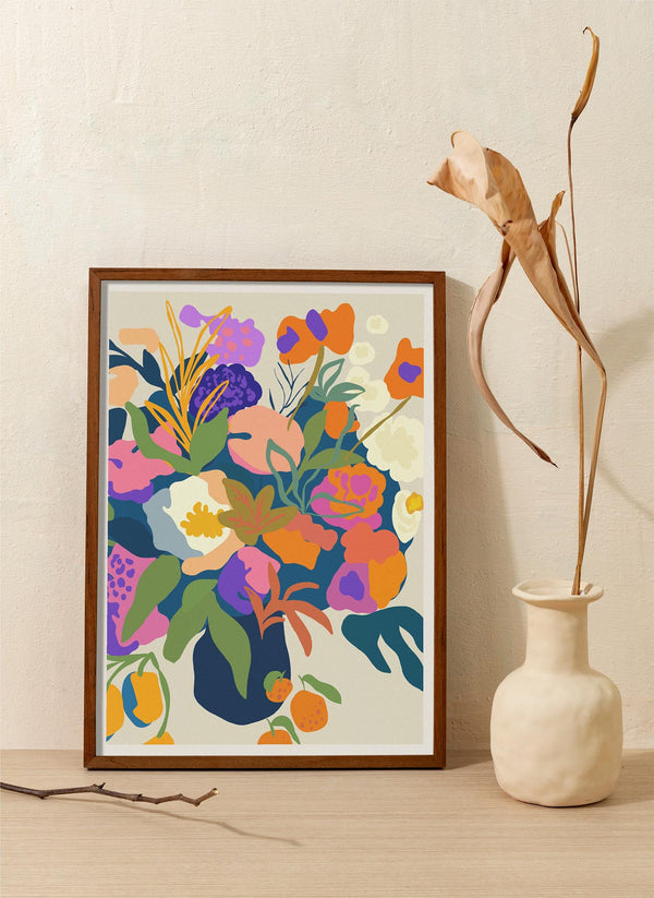 Colorful Flower Bouquet – Fine Art Print | Leuchtende Farben | Ausstellungsposter