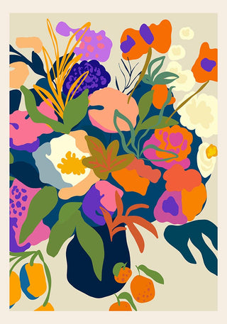 Colorful Flower Bouquet – Fine Art Print | Leuchtende Farben | Ausstellungsposter