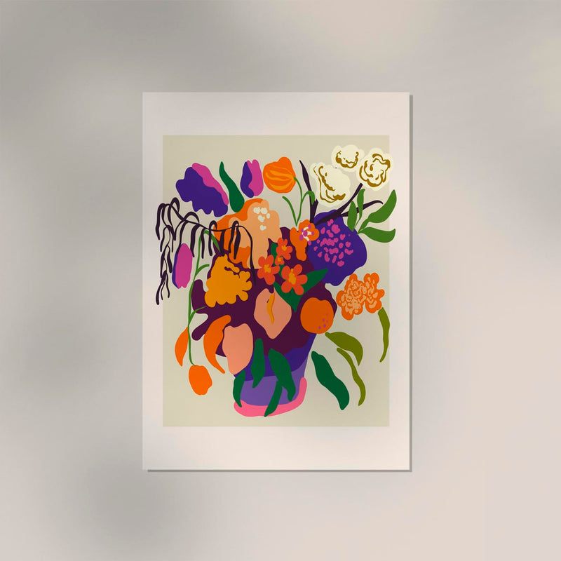 Vase with Colorful Flowers Art Print – Fine Art Print UV-resistant Canvas — Ansicht 3