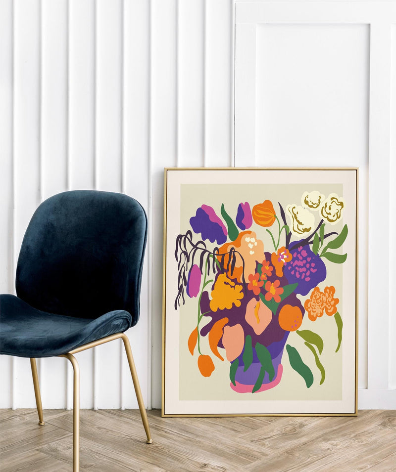 Vase with Colorful Flowers Art Print – Fine Art Print UV-resistant Canvas — Ansicht 2