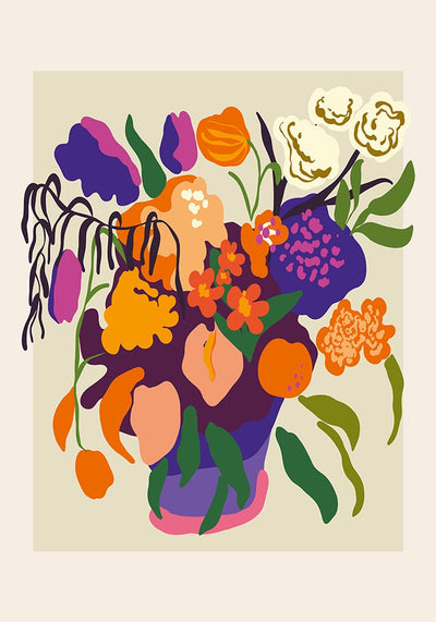 Vase with Colorful Flowers Art Print – Fine Art Print UV-resistant Canvas
