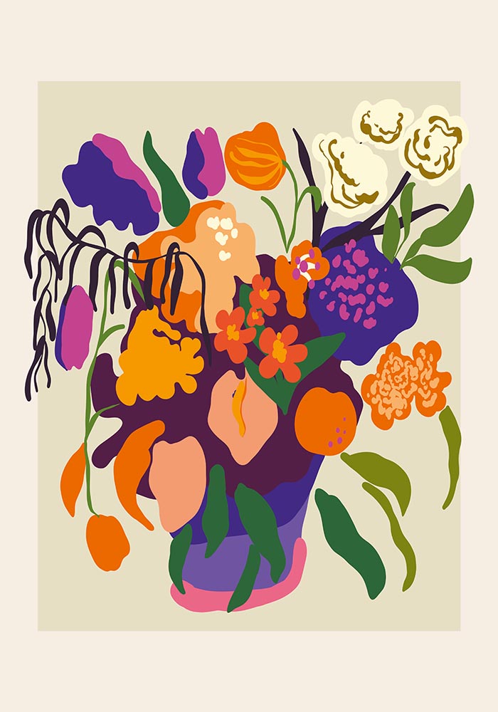 Vase with Colorful Flowers Art Print – Fine Art Print UV-resistant Canvas — Ansicht 4