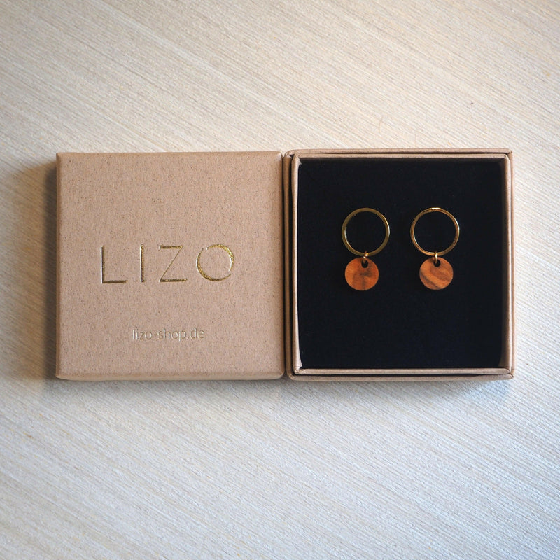Olive Wood Drop Earrings Circles – Handmade in Cologne — LIZO