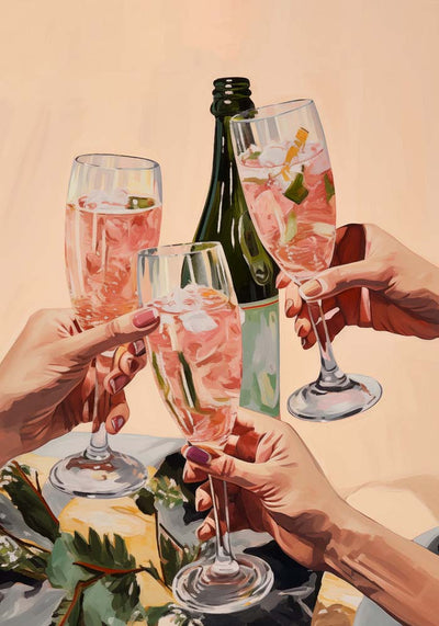 Cheeers! To Us! Art Print – Graphic Fine Art Canvas Wandbild