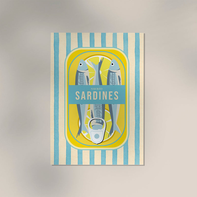 Smoked Sardines Striped Art Print – Fine Art Canvas Retro Küstendeko — Ansicht 3