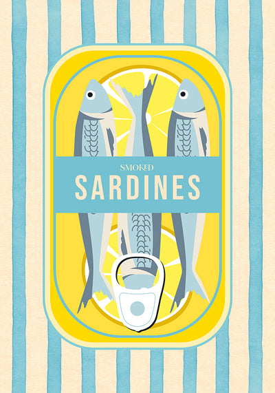 Smoked Sardines Striped Art Print – Fine Art Canvas Retro Küstendeko