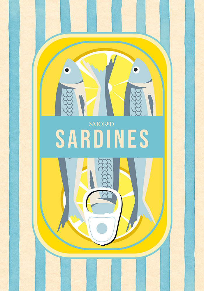 Smoked Sardines Striped Art Print – Fine Art Canvas Retro Küstendeko — Ansicht 4
