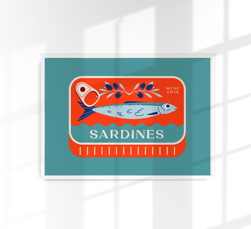 Sardines Red & Blue – Fine Art Print Pop-Art Wandbild UV-beständig — Patroa Studio