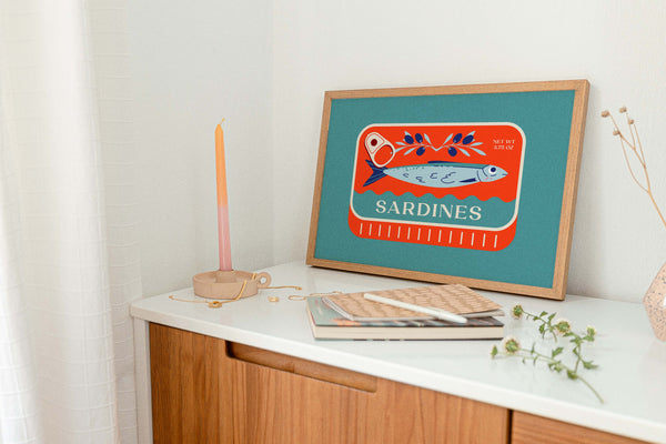 Sardines Red & Blue – Fine Art Print Pop-Art Wandbild UV-beständig