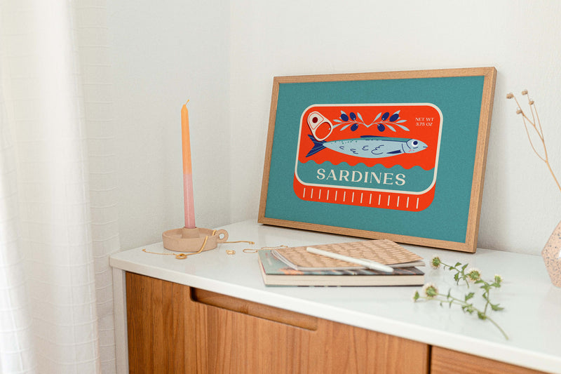 Sardines Red & Blue – Fine Art Print Pop-Art Wandbild UV-beständig — Ansicht 2