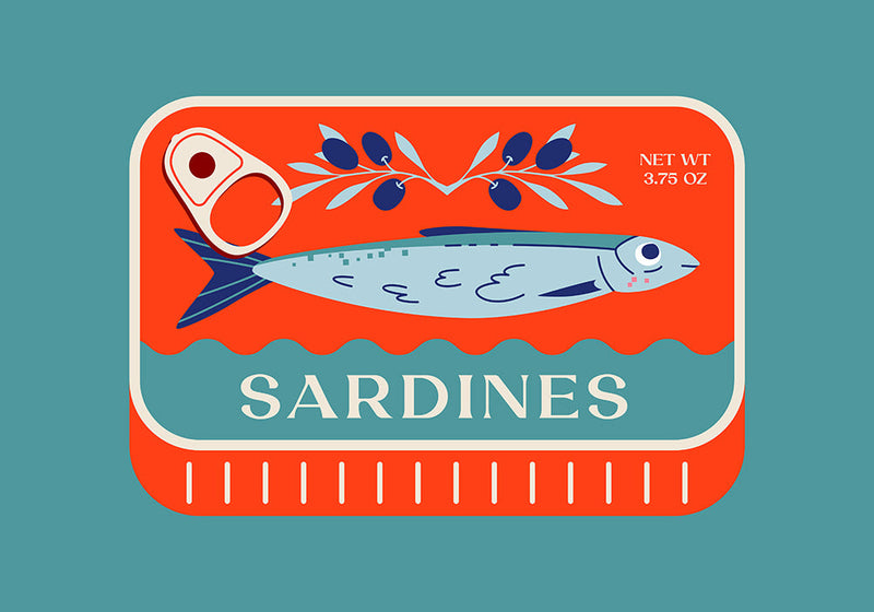 Sardines Red & Blue – Fine Art Print Pop-Art Wandbild UV-beständig — Ansicht 4