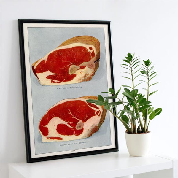 Beef Flat Bone Vintage Poster – Kunstdruck von Patroa Studio
