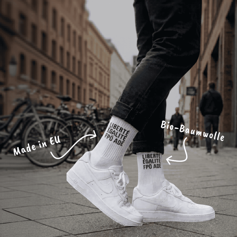 FPÖ ADÉ Statement Socken weiß Bio-Baumwolle — Ansicht 2
