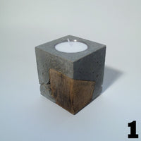Fakö Teelichthalter Beton Holz Edelstahl – modernes Design — Ansicht 4