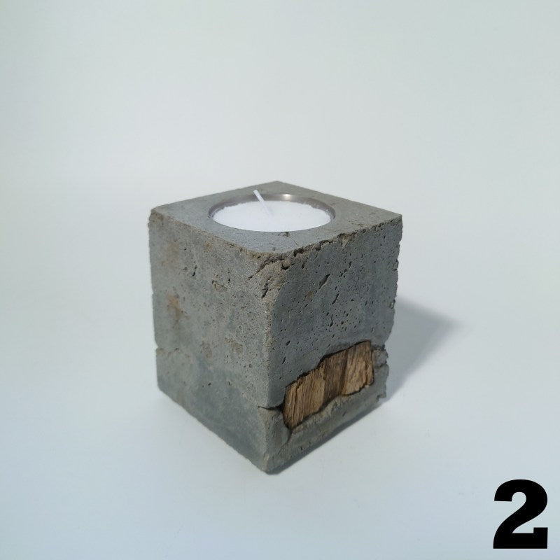 Fakö Tealight Holder Concrete Wood Stainless Steel – modern design — Ansicht 5