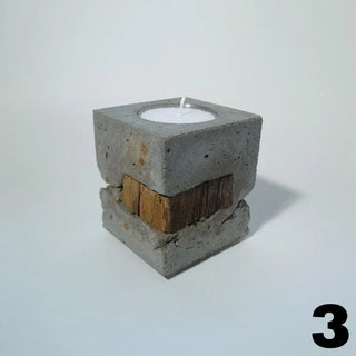 Fakö – Teelichthalter aus Beton & Holz | Edelstahl-Akzent | Modernes Design mit Charakter