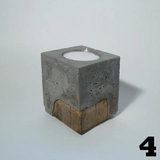 Fakö – Teelichthalter aus Beton & Holz | Edelstahl-Akzent | Modernes Design mit Charakter