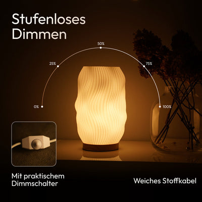 Flow 3D-Printed Table Lamp made from Recycled Bioplastic with Oak Base