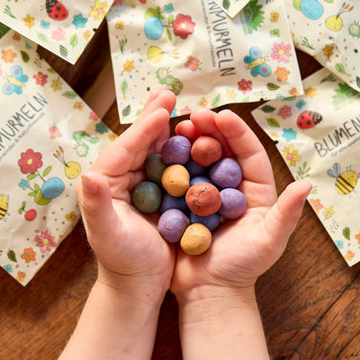 10x5 colorful flower seed bombs in a bag - handmade