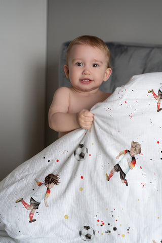 Kinderbettwäsche „Fussball Deutschland“ – Musselin oder Satin | OEKO‑Tex | Handgefertigt