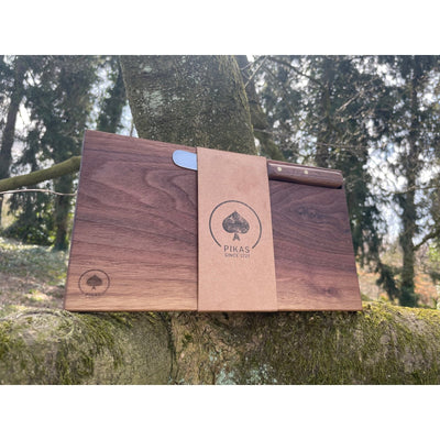 Walnut Solid Wood Board with Buckels Knife – Handmade Solingen