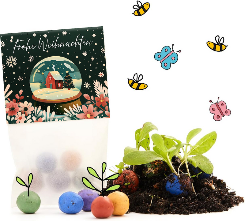 10x5 Flower Marbles in "Snow Globe" Bag – Handmade Germany — Ansicht 2