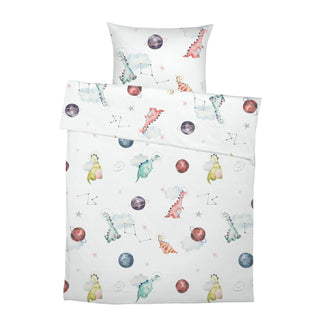 Leslis Kinderbettwäsche „Dino Galaxy“ – Satin | Musselin | OEKO‑TEX