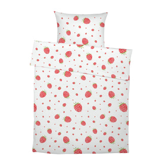 Kinderbettwäsche „Himbeeren“ – Musselin oder Satin | OEKO‑Tex | Handgefertigt