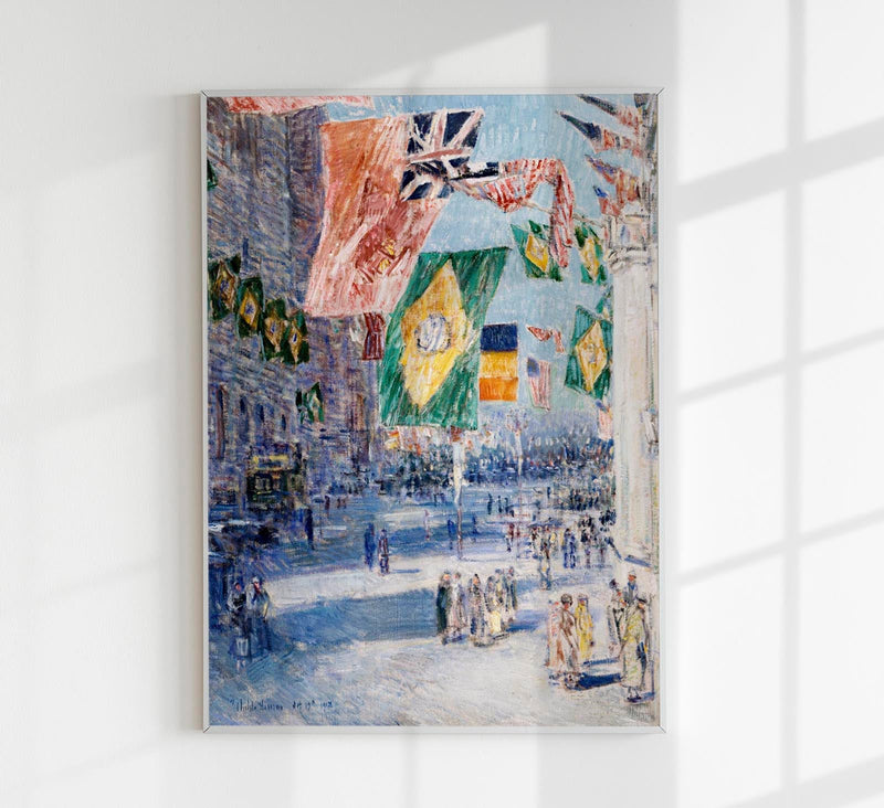 Avenue of the Allies: Brazil, Belgium (1918) by Frederick Childe Hassam – Kunstdruck — Patroa Studio