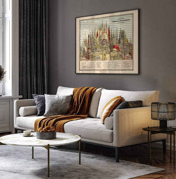 High Buildings Chart Poster – Archivpapier, handgedruckt Berlin