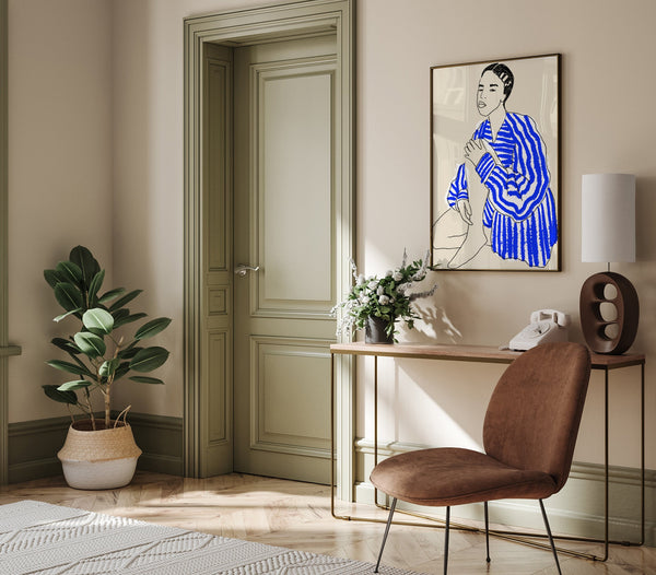 Blue striped shirt Art Print – Fine Art Print Minimal Modern