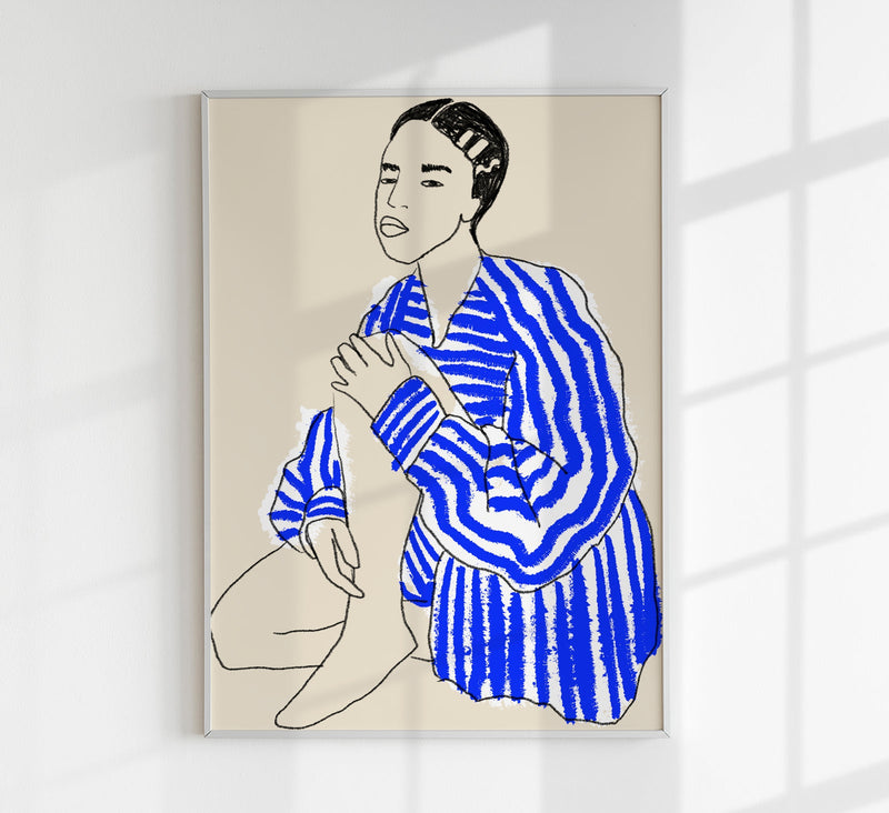 Blue striped shirt Art Print – Fine Art Print Minimal Modern — Patroa Studio