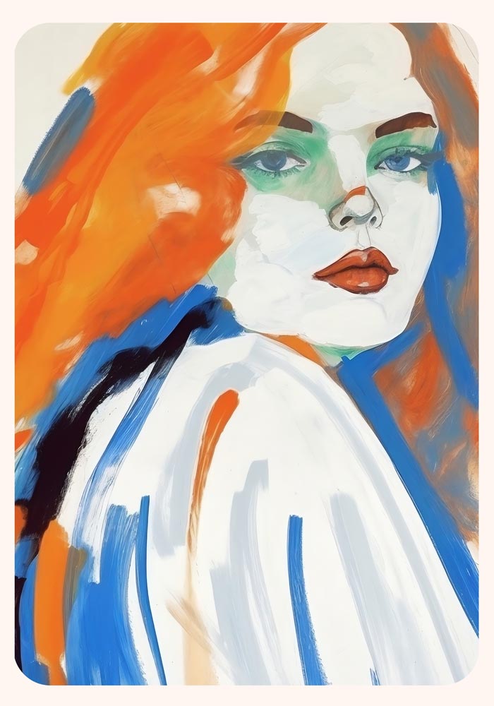 Girl in Blue and Orange Art Print – Art Print by Patroa Studio — Ansicht 4