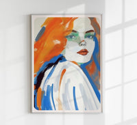 Girl in Blue and Orange Art Print – Art Print by Patroa Studio — Ansicht 1
