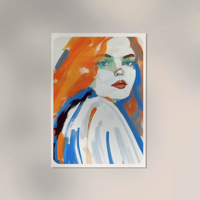 Girl in Blue and Orange Art Print – Art Print by Patroa Studio