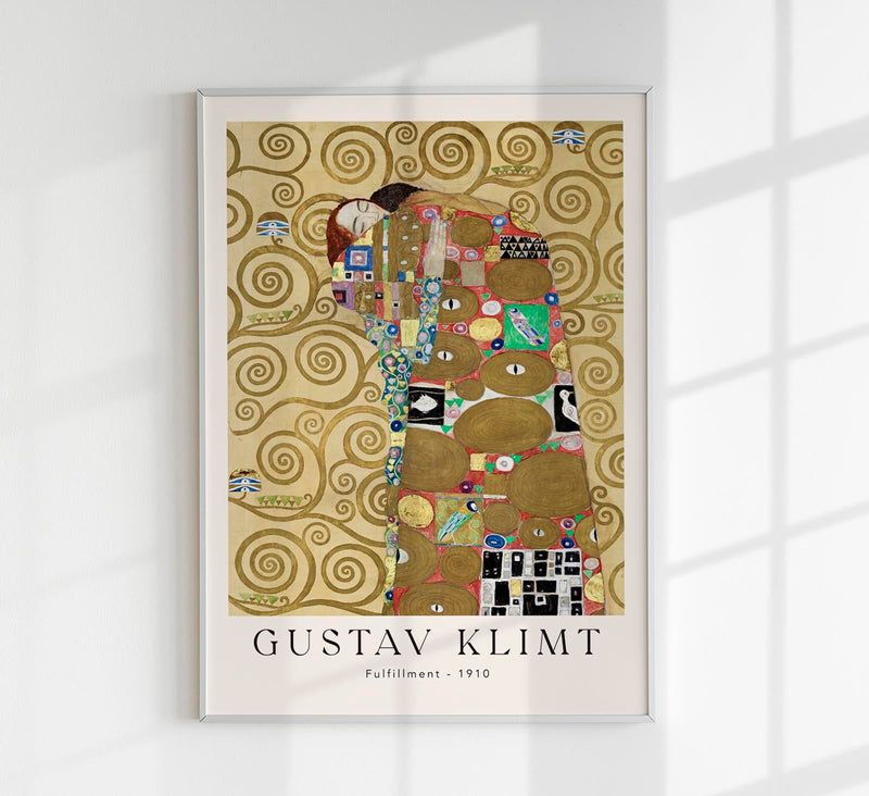 Fulfillment by Gustav Klimt Exhibition Poster – Goldene Ornamentik Fine Art Print — Patroa Studio