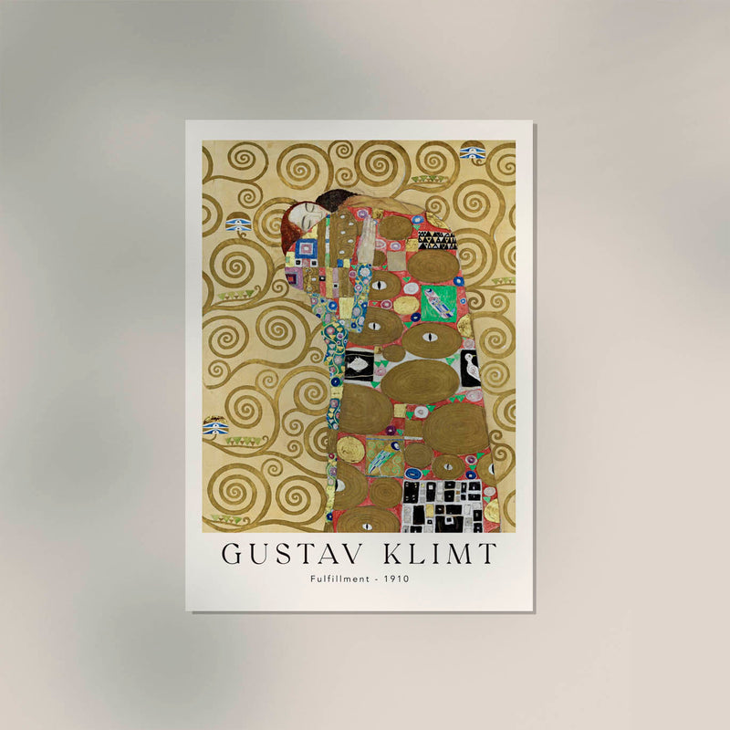 Fulfillment by Gustav Klimt Exhibition Poster – Goldene Ornamentik Fine Art Print — Ansicht 3