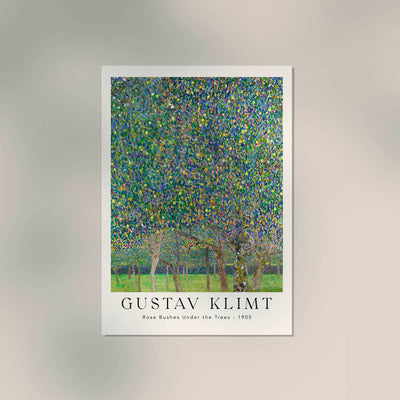 Rose Bushes Under the Trees – Fine Art Print | Klimt | Symbolistische Landschaft