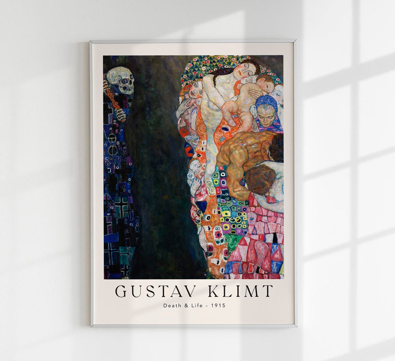 Death and Life – Gustav Klimt Exhibition Poster | Fine Art Print | Allegorische Jugendstilkunst — Patroa Studio